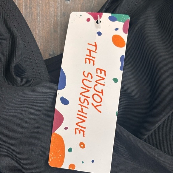 NWT Enjoy the Sunshine Elegant Black One-Piece Swimsuit - Picture 4 of 8